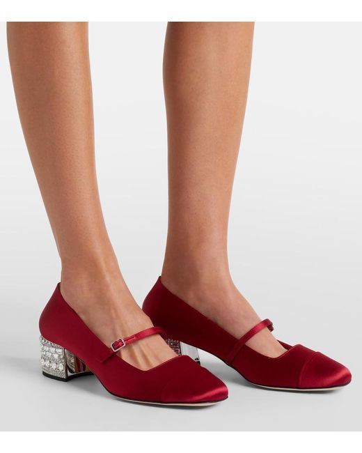 Jimmy Choo Red Elisa 45 Embellished Satin Pumps