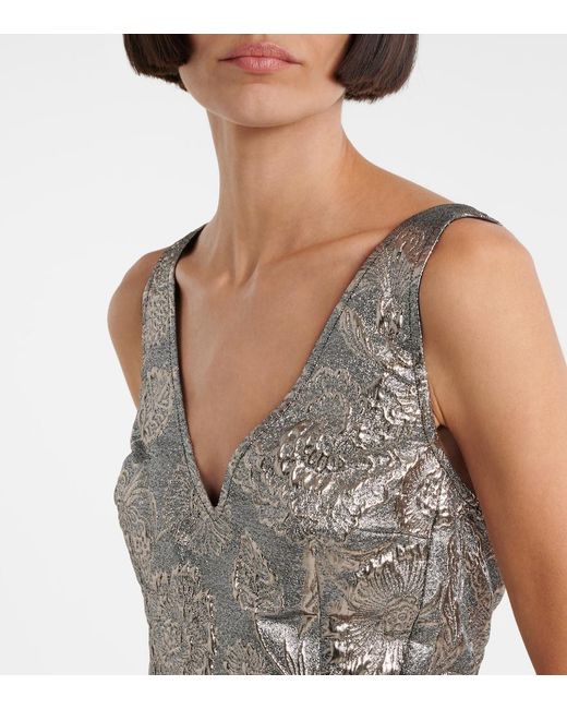 Totême Gray Floral Brocade Cocktail Dress