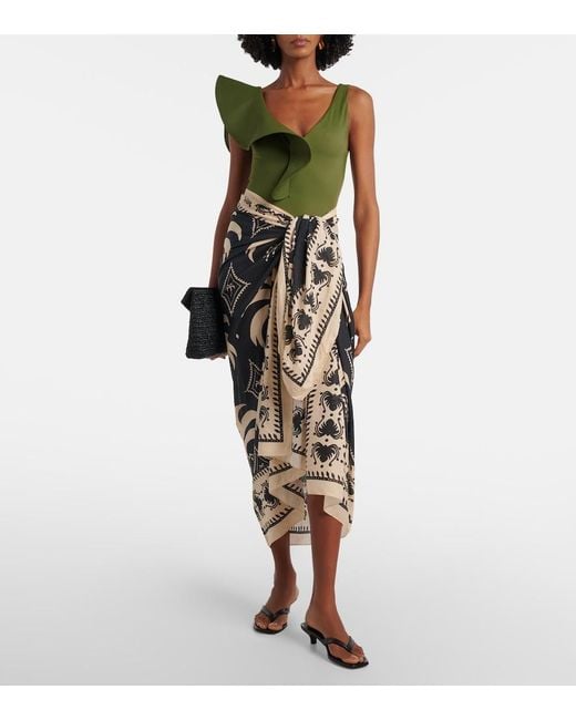 Johanna Ortiz White Printed Cotton Beach Cover-Up