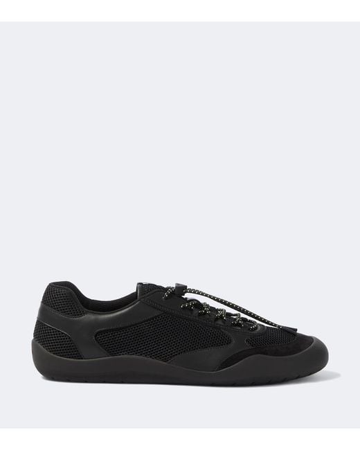 Prada Black Speedrock Leather-Trimmed Sneakers for men