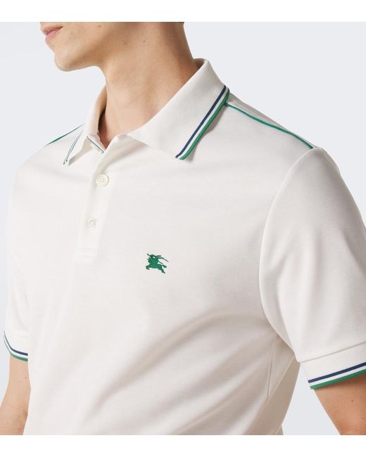 Burberry White Ekd Cotton-Blend Pique Polo Shirt for men