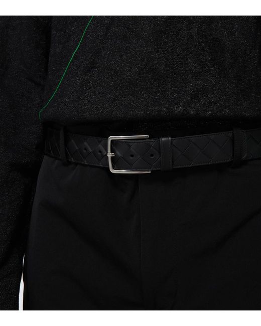 Bottega Veneta Black Intrecciato Leather Belt for men