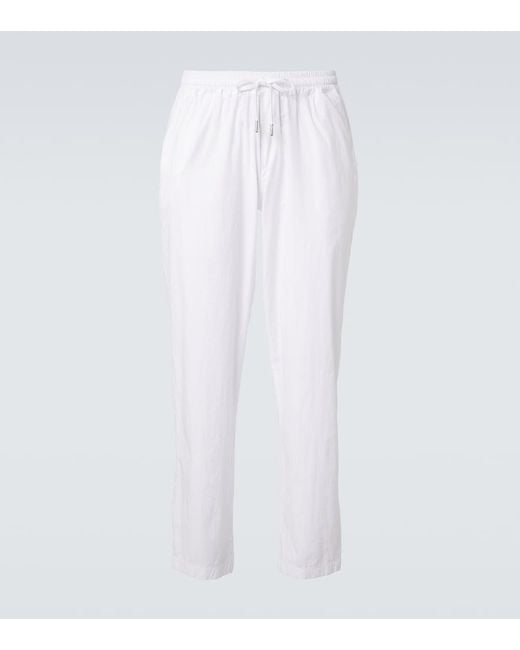 Fedeli White Cotton-Blend Straight Pants for men