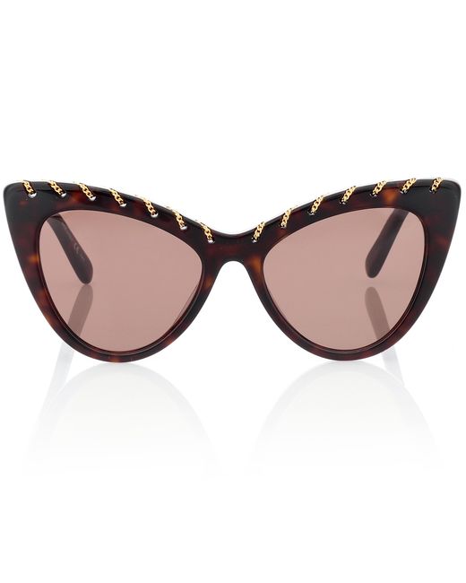 Stella McCartney Brown Falabella Chain Cat-eye Sunglasses