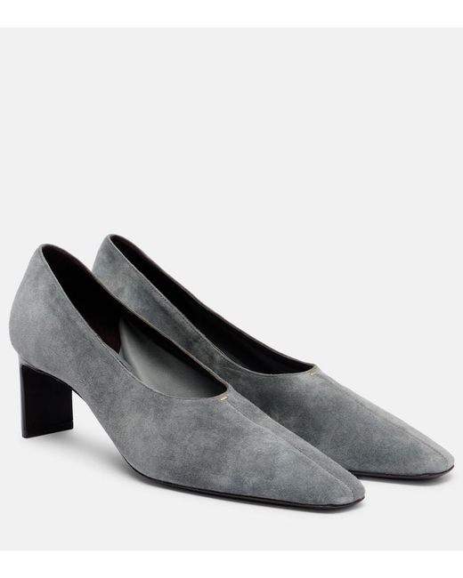 Khaite Gray Cecilia 50 Suede Pumps