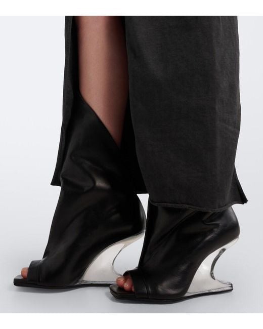 Rick Owens Black Cantilever Leather Mid-Calf Boots
