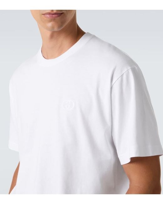 Gucci T-Shirt Double G Aus Baumwoll-Jersey in White für Herren