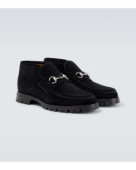 Botines De Ante Con Horsebit Gucci de hombre de color Black