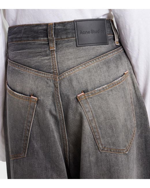 Acne Gray 2023 Distressed Wide-Leg Jeans