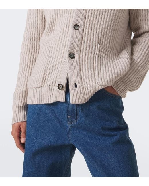 Allude Natural Ribbed-Knit Wool And Cashmere Cardigan for men