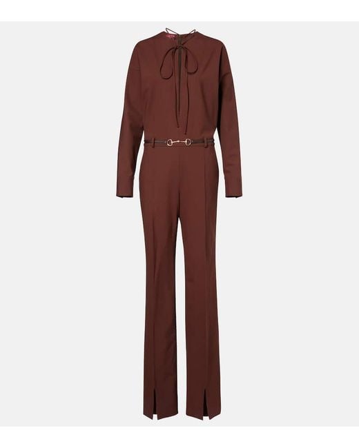 Gucci Red Jumpsuit Horsebit Aus Einem Wollgemisch