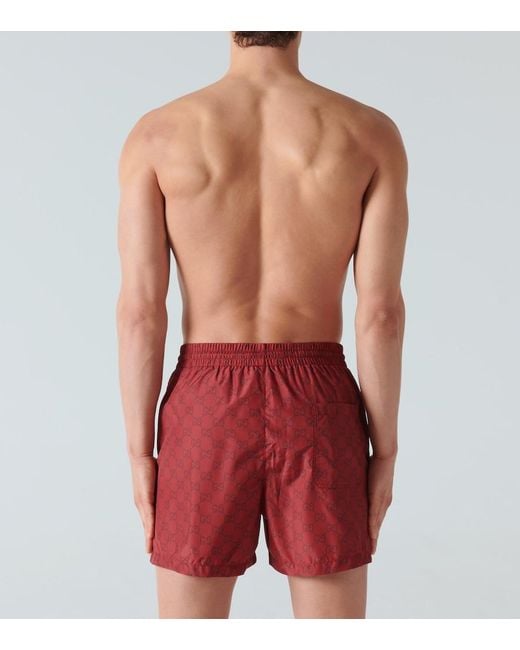 Gucci Red Gg Swim Trunks for men