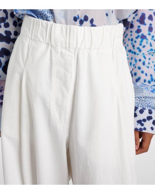 Dries Van Noten White Weite High-Rise-Hose Aus Denim