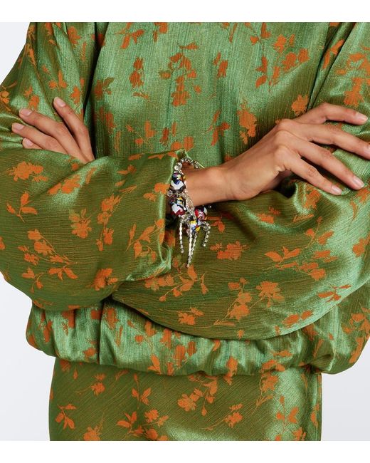 Dries Van Noten Green Floral Blouse