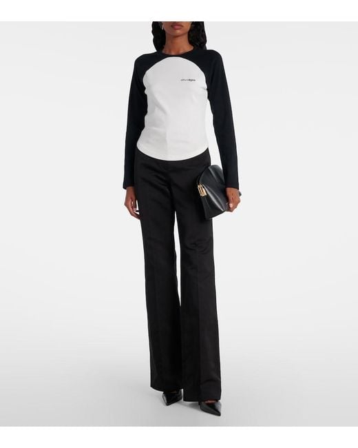 Courreges Black Circle Contrast Cotton Jersey T-Shirt