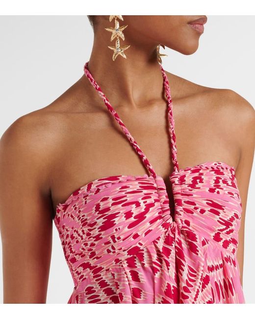 Poupette Red Calla Printed Halterneck Minidress