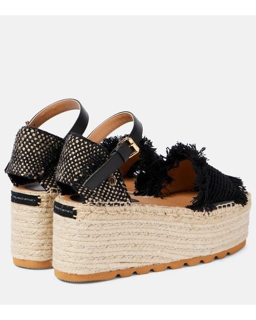 Stella McCartney Black Gaia Jacquard Webbing And Alter Mat Espadrilles