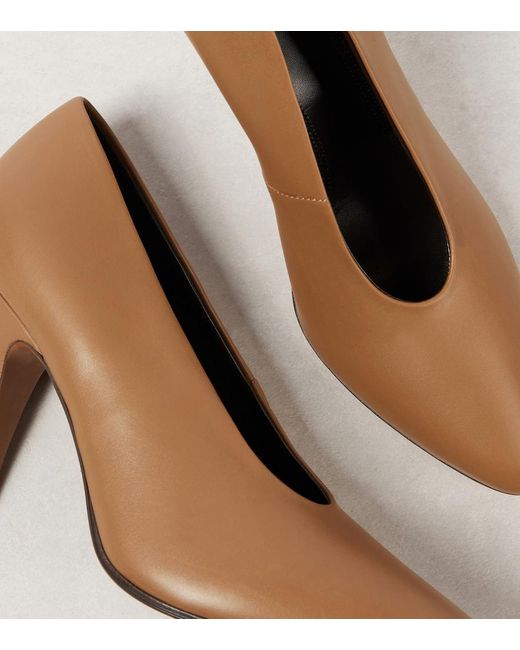 The Row Brown Prudens Leather Pumps