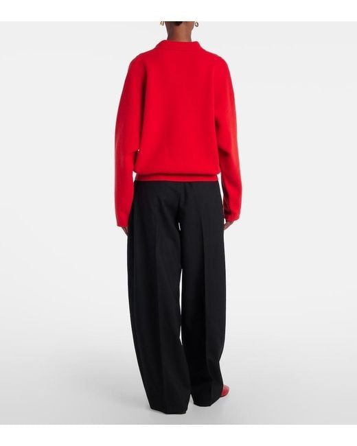 Jacquemus Red Balloon Wool And Cashmere Polo Sweater