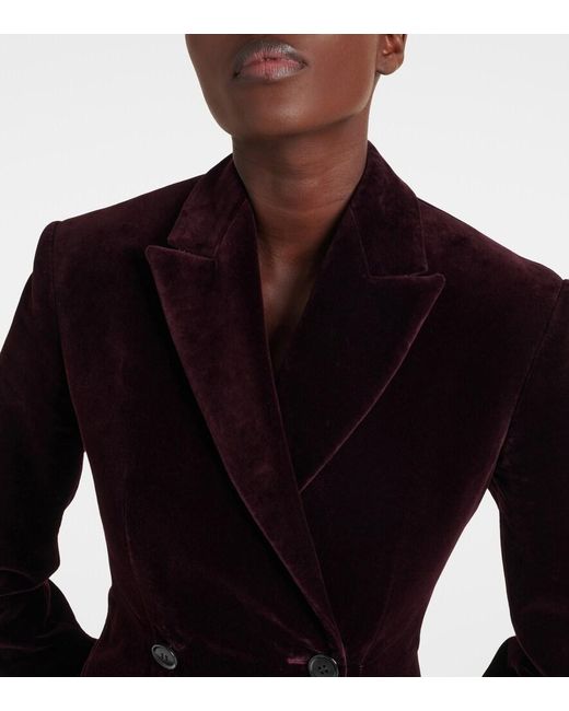 Alaïa Blue Double-Breasted Cotton Velvet Jacket