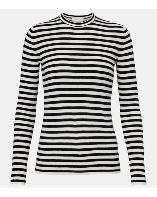 Lisa Yang Black Vivian Striped Cotton And Cashmere Top