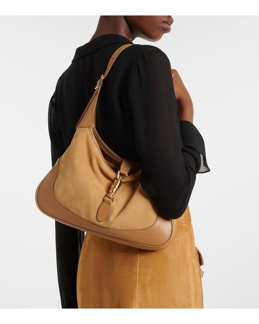 Gucci Brown Jackie 1961 Medium Suede Shoulder Bag