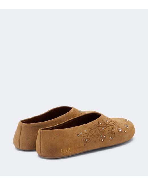 Golden Goose Deluxe Brand Brown Tierra Studded Suede Slip-On Shoes