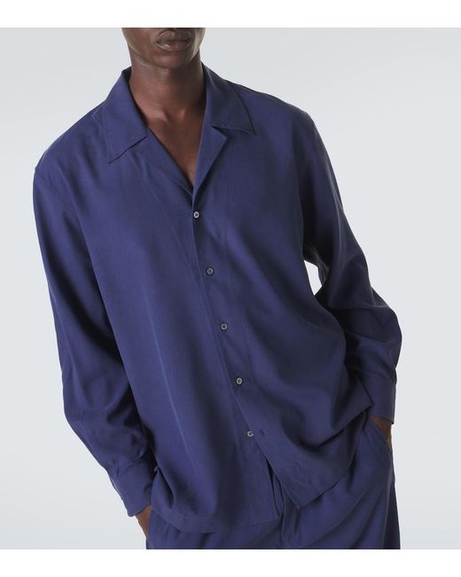 Saman Amel Blue Silk Shirt for men