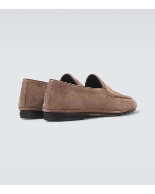 Rubinacci White Suede Penny Loafers for men