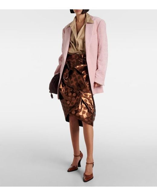 Dries Van Noten Brown Lame Midi Skirt