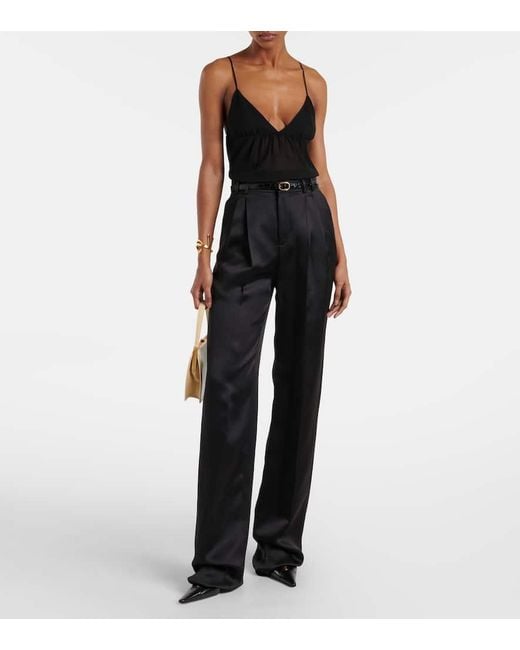 Saint Laurent Gray Top Aus Seidengeorgette