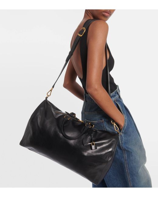 Khaite Black Pierre Leather Duffel Bag