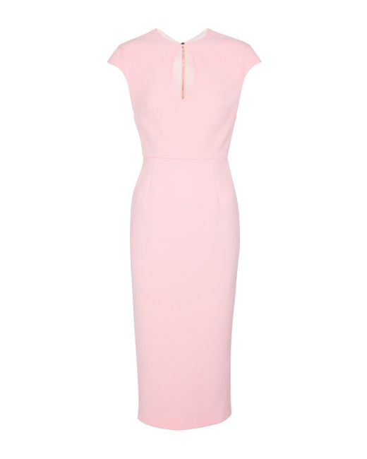 Roland Mouret Chiswell Crêpe Midi Dress in Pink | Lyst