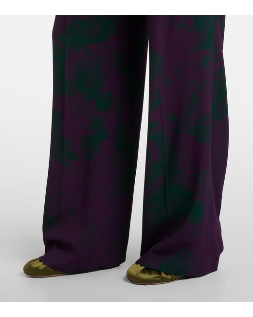 Dries Van Noten Blue Printed Wide-Leg Pants