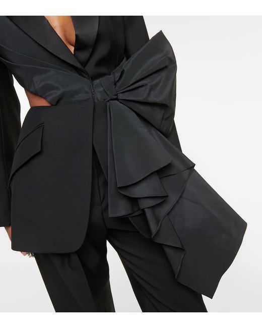 Blazer da smoking in lana con cut-out e fiocco di Alexander McQueen in Black