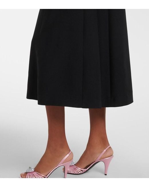 Valentino Black Crepe Couture Embellished Midi Dress