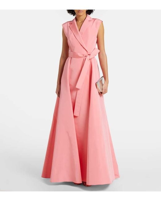 Carolina Herrera Pink Belted Silk Gown