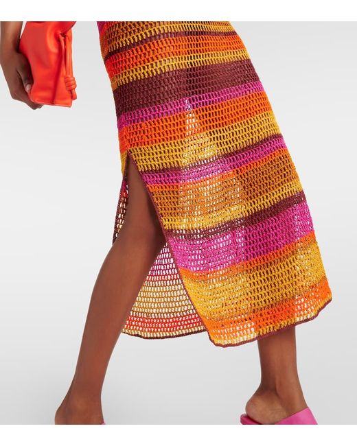 Vestido largo de croche de algodon Anna Kosturova de color Orange