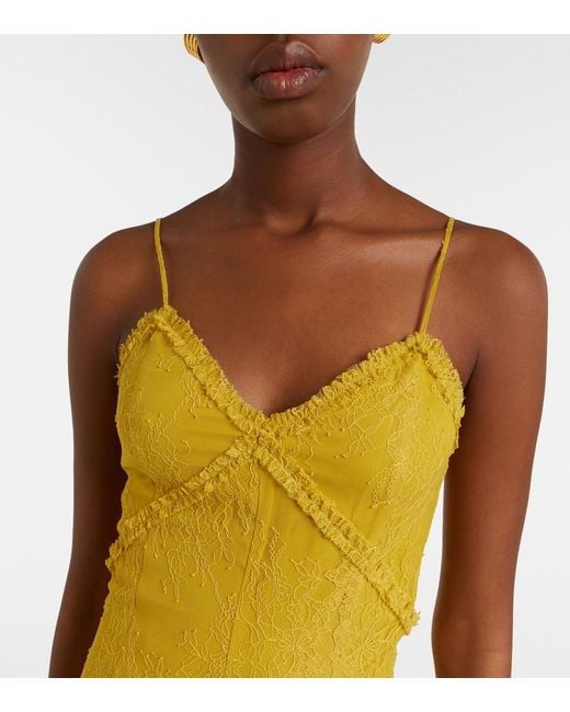 De La Vali Yellow Maxikleid Kala Aus Spitze