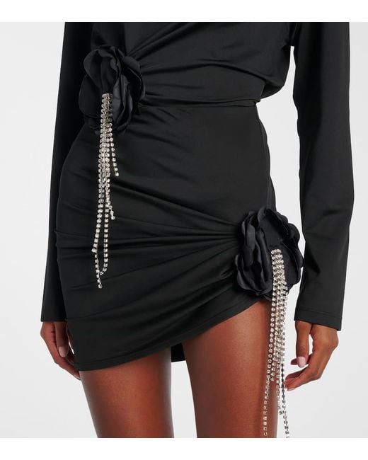 Area Black Minirock Aus Jersey Mit Kristallen