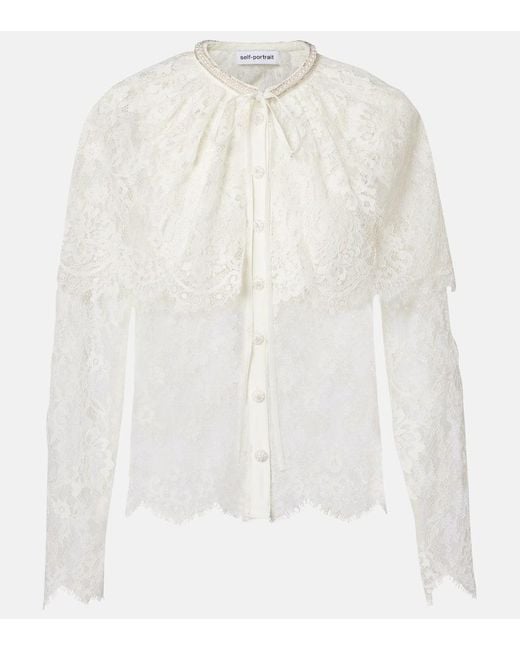 Self-Portrait White Cardigan Aus Spitze