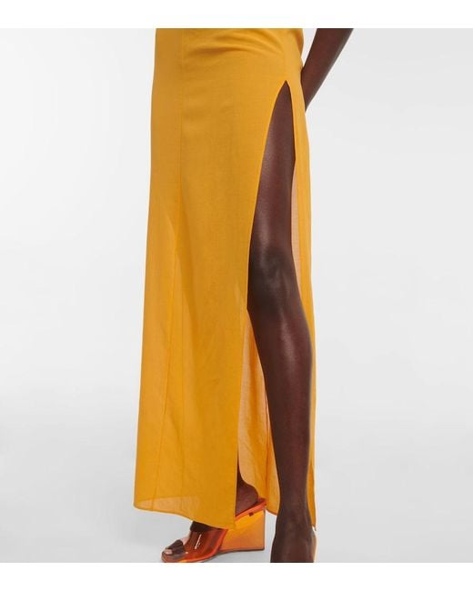 Nensi Dojaka Metallic Cutout Halterneck Maxi Dress