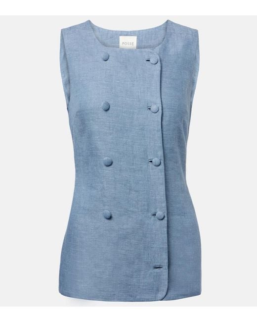 Posse Blue Weste Thea Aus Leinen