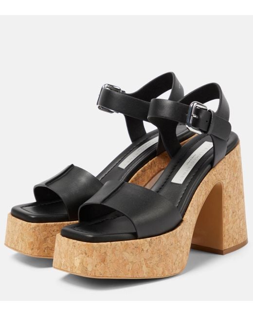 Stella McCartney Black Skyla Faux Leather Platform Sandals