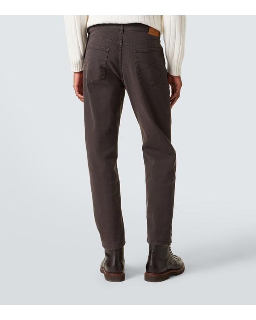 Brunello Cucinelli Gray Mid-Rise Straight Jeans for men