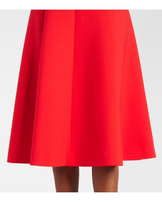 Oscar de la Renta Red Wool-Blend Midi Dress