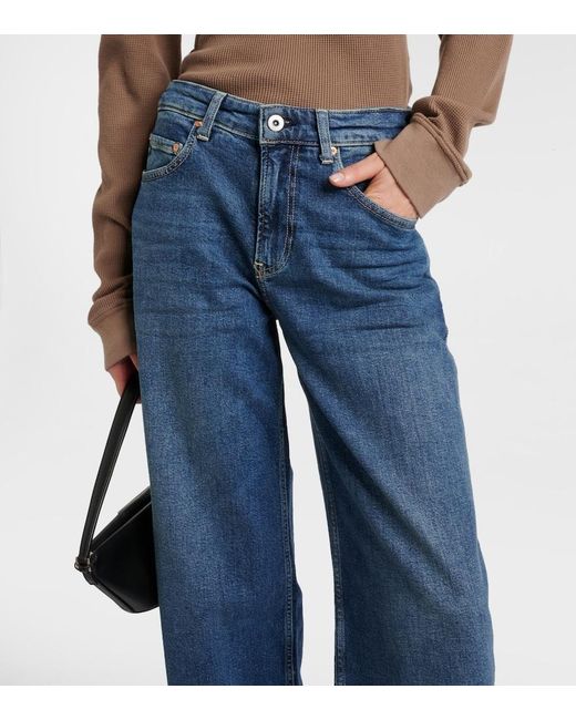 AG Jeans Blue High-Rise Wide-Leg Jeans