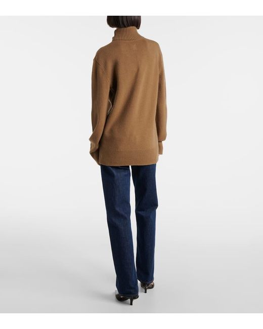 Totême  Brown Cashmere Turtleneck Sweater