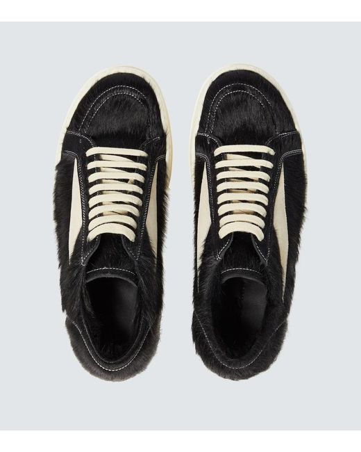 Rick Owens Black Vintage Calf Hair Low-top Sneakers for men