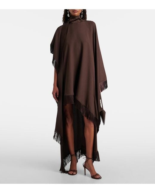 Taller Marmo Brown California Fringed Satin Kaftan